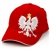Display the Polish colors of red and white with this handsome looking cap with detailed embroidery work. The front of the cap features a large offset silver Polish Eagle with gold crown and talons. Features an adjustable cloth and metal tab in the back.