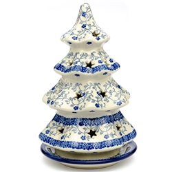 Polish Pottery 8.5" Votive Christmas Tree. Hand made in Poland and artist initialed.