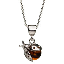 Classic sterling silver lady bug pendant and adjustable length sterling silver chain