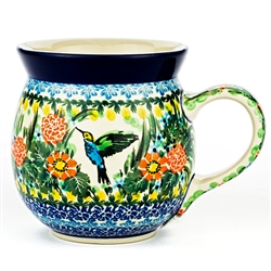 Polish Pottery 16 oz. Bubble Mug. Hand made in Poland. Pattern U3357 designed by Teresa Liana.