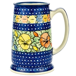 Polish Pottery .5 L Stein. Hand made in Poland. Pattern U417 designed by Maria Starzyk.