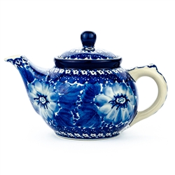 Polish Pottery 10 oz. Bedtime Teapot. Hand made in Poland. Pattern U423 designed by Zofia Spychalska.