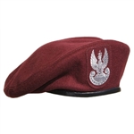 Official Polish Army Beret with embroidered eagle. Wool outer shell and fully lined. Cleaning instructions: Hand wash, no bleach, dry flat, do not iron.
&#8203;Gentle dry cleaning is also Ok.