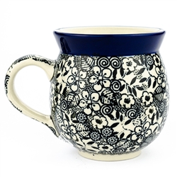 Polish Pottery 11 oz. Bubble Mug. Hand made in Poland. Pattern U4772 designed by Maria Starzyk.