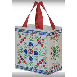 This lightweight yet durable tote bag is a perfect way to display your heritage. Made of polypropylene (PP) woven laminate. Water runs right off. Size opened is approx. 10" x 10.5" x 6"