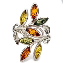 Six Stone Multi Colored Amber Ring