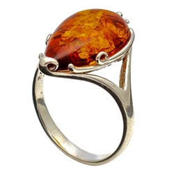 Ornate Teardrop Honey Amber Ring