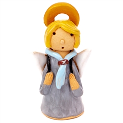 Our beautiful little ceramic angel is dressed in her Polish scouting uniform. Totally hand made and painted in Poland. Stamped and artist initialed on the bottom. No two angels are exactly alike as they are all hand made and painted.