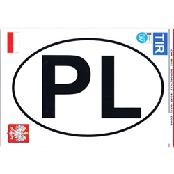 Large waterproof indoor/outdoor sticker perfect for a heritage room display or on a truck or van. PL are the designated letters for Poland in Europe. Size is approx 7.75" x 5"