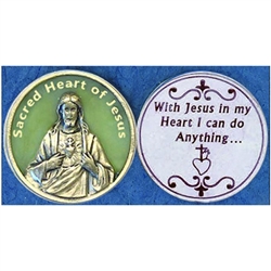 Sacred Heart of Jesus Glow in the Dark Pocket Token (Coin). Great for your pocket or coin purse.