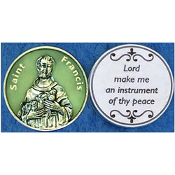 Saint Francis Glow in the Dark Pocket Token (Coin). Great for your pocket or coin purse.