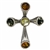 Elegant multi-color amber set in sterling silver cross pendant. Size approx 1." x .6".