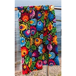 Polish Bath Towel with paper cut flower pattern from Lowicz. Size approx 19.5" x 39"
Double layer towel: cotton / microfiber
Colorful print on one side, white bottom
Soft to the touch, very absorbent
Perfect for everyday use and for a gift.