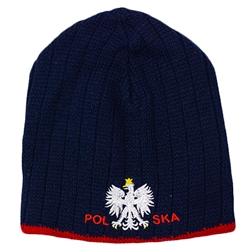 Display your Polish heritage! Stretch knit skull cap with the word Polska (Poland) between the Polish Eagle.. Easy care acrylic fabric. Once size fits most. Imported from Poland.