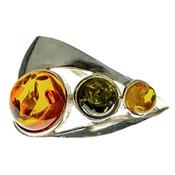 Petite artistic three stone amber ring.