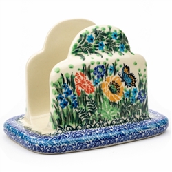 Polish Pottery 6.5" Napkin Holder. Hand made in Poland. Pattern U3727 designed by Teresa Liana.