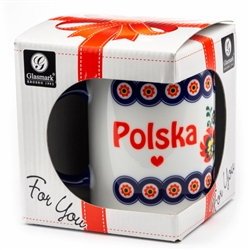 This colorful ceramic mug features beautiful Polish paper cut art. Hand wash only. Made In Poland. 300ml/10oz capacity.