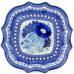 Polish Pottery 10.5" Fluted Luncheon Plate. Hand made in Poland. Pattern U61A designed by Teresa Liana.