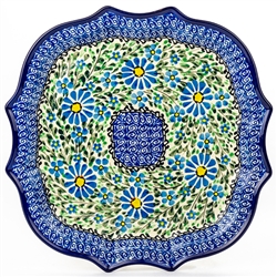 Polish Pottery 10.5" Fluted Luncheon Plate. Hand made in Poland. Pattern U1772 designed by Lucyna Lenkiewicz.