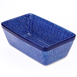 Polish Pottery 8" Loaf Pan. Hand made in Poland. Pattern U4751 designed by Maria Starzyk.