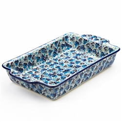 Polish Pottery 15" Rectangular Baker. Hand made in Poland. Pattern U4777 designed by Teresa Liana.