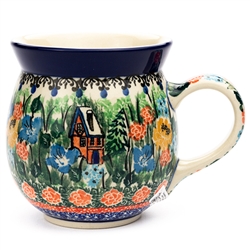 Polish Pottery 16 oz. Bubble Mug. Hand made in Poland. Pattern U4023 designed by Teresa Liana.