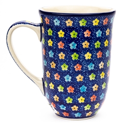 Polish Pottery 17 oz. Bistro Mug. Hand made in Poland. Pattern U4776 designed by Teresa Liana.