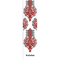 This is a Podhale mountain region pattern printed on a bookmark with a white background. Back of the bookmark includes a map of Poland and an explanation in English and Polish about this pattern.