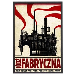 Post Card: Lodz Fabryczna, Polish Tourist Poster, Polish Tourist Poster designed by artist Ryszard Kaja. It has now been turned into a post card size 4.75" x 6.75" - 12cm x 17cm.