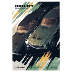 Post Card: Bullitt, Film Inspired Poster, Polish Tourist Poster designed by artist Krzysztof Nowak. It has now been turned into a post card size 4.75" x 6.75" - 12cm x 17cm.