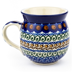 Polish Pottery 11 oz. Bubble Mug. Hand made in Poland. Pattern U215 designed by Irena Maczka.