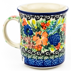Polish Pottery 8 oz. Everyday Mug. Hand made in Poland. Pattern U4710 designed by Teresa Liana.