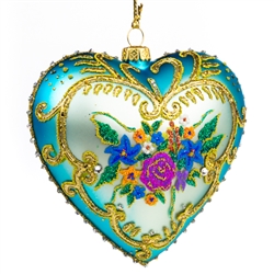 Exquisitely detailed glass ornament from the studios of Edward Bar in Krakow.  Hand blown and decorated with Swarovski crystals. Size is approx 4.5" x 4".