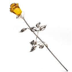 Beautiful hand made silver rose with a Baltic amber flower. Perfect gift for her. Roses of this type have a special significance in Poland today, since John Paul II donated a "Golden Rose" to Our Lady of Czestochowa in 1979.  Size is approx 8" x 2