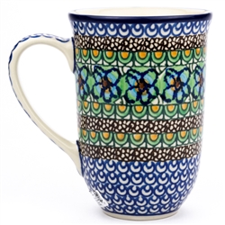 Polish Pottery 17 oz. Bistro Mug. Hand made in Poland. Pattern U151 designed by Maryla Iwicka.