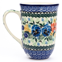 Polish Pottery 17 oz. Bistro Mug. Hand made in Poland. Pattern U2544 designed by Maria Starzyk.