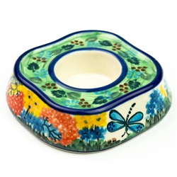 Polish Pottery 5" Tealight Holder. Hand made in Poland. Pattern U2021 designed by Teresa Liana.