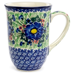 Polish Pottery 17 oz. Bistro Mug. Hand made in Poland. Pattern U1910 designed by Malgorzata Listwan.