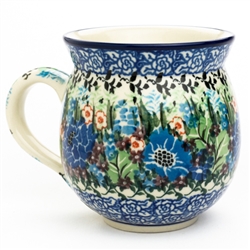 Polish Pottery 11 oz. Bubble Mug. Hand made in Poland. Pattern U4572 designed by Maria Starzyk.