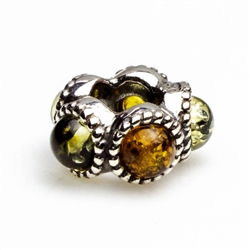 Now you can add a genuine piece of amber to your favorite bracelet. Natural amber framed in artistic sterling silver designed to fit all of the popular bracelet chains. Create an entire bracelet of amber beads or select one or two to highlight your curren