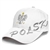 Stylish white cap with silver and white thread embroidery. The cap features a silver Polish Eagle with gold crown and talons. Features an adjustable cloth and metal tab in the back. Designed to fit most people.