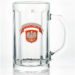 This is a 1/2 liter capacity tall glass stein. The glass is made in Krosno, Poland.
