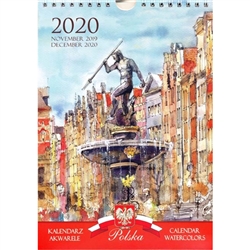 This beautiful small format spiral bound 14 month wall calendar features the works of Polish artist Katarzyna Tomala. 15 scenes from Polish cities in watercolours.