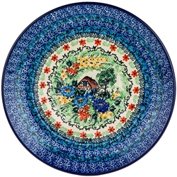 Polish Pottery 10.5" Dinner Plate. Hand made in Poland. Pattern U4037 designed by Teresa Liana.