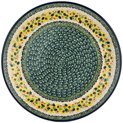 Polish Pottery 10.5" Dinner Plate. Hand made in Poland. Pattern U4726 designed by Teresa Liana.