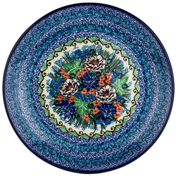 Polish Pottery 10.5" Dinner Plate. Hand made in Poland. Pattern U4061 designed by Teresa Liana.