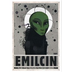 Post Card: Emilcin, Polish Tourist Poster designed by artist Ryszard Kaja in 2018. It has now been turned into a post card size 4.75" x 6.75" - 12cm x 17cm.