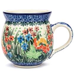 Polish Pottery 11 oz. Bubble Mug. Hand made in Poland. Pattern U4677 designed by Teresa Liana.