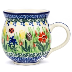 Polish Pottery 11 oz. Bubble Mug. Hand made in Poland. Pattern U3787 designed by Krystyna Dacyszyn.