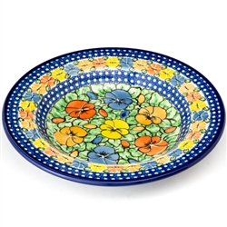 Polish Pottery 9.5" Soup / Pasta Plate. Hand made in Poland. Pattern U417 designed by Maria Starzyk.